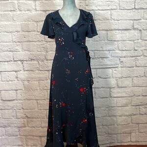 Chelsea28 navy floral ruffle maxi dress
